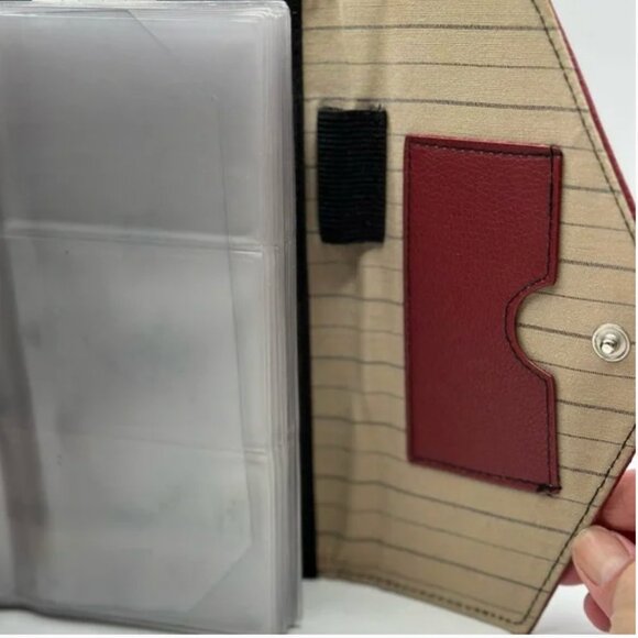 Rolodex Maroon Leather Business Card Binder Portfolio Zip Notebook - Picture 6 of 6